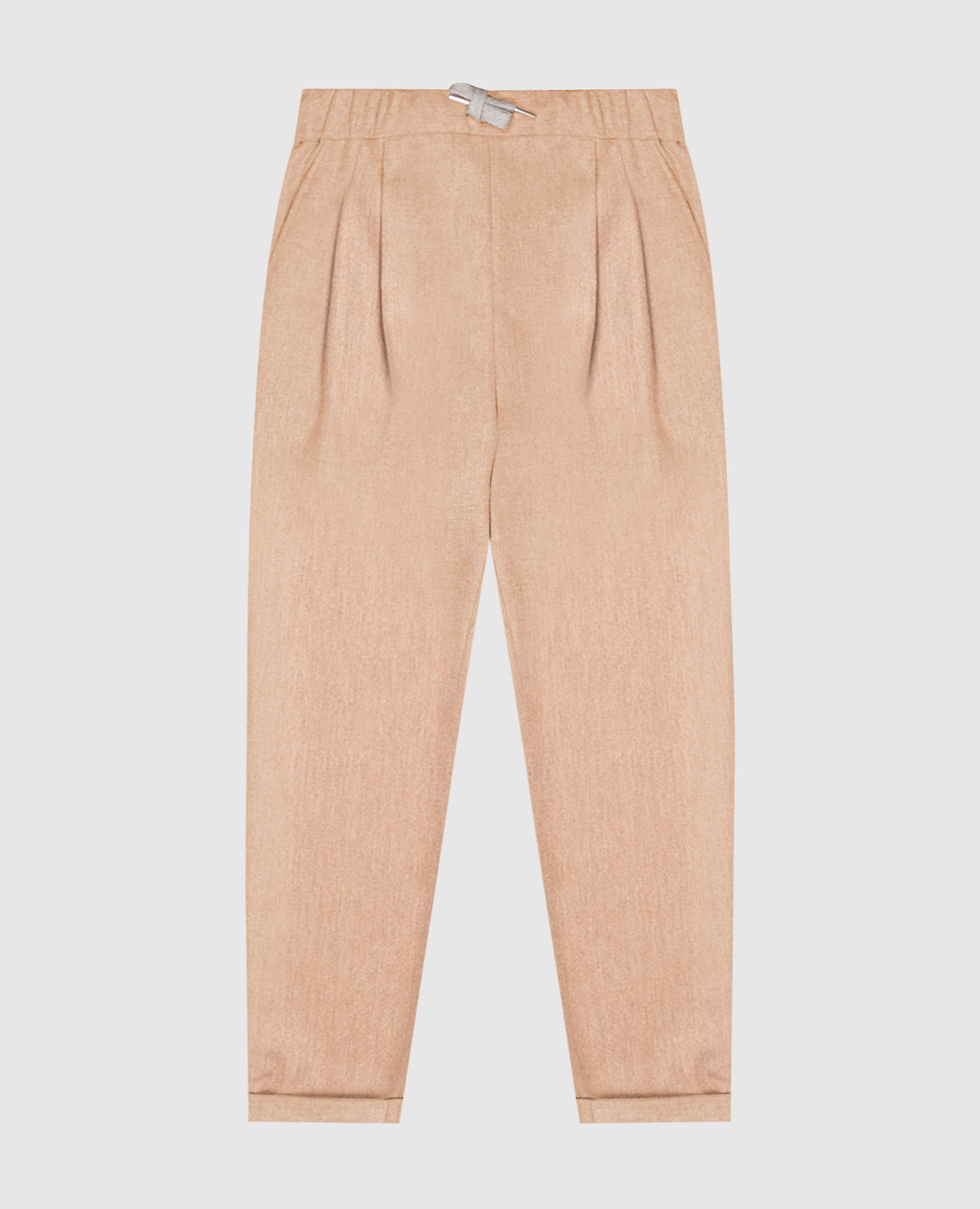 Children's beige wool trousers with lapels