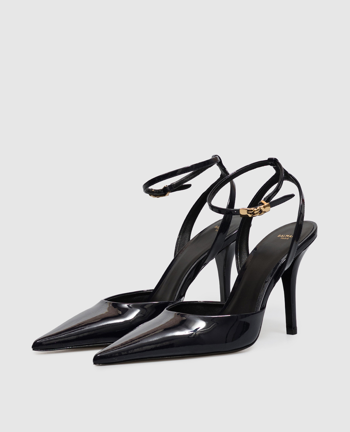Navy blue patent leather slingbacks Balmain 2