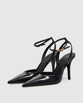 Balmain Navy blue patent leather slingbacks HN0UA293LPAT