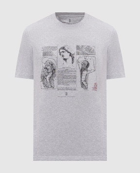 Brunello Cucinelli Grey melange printed T-shirt M0B138517