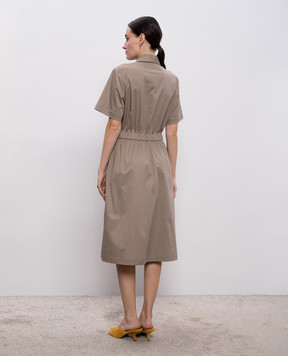 Peserico Brown shirt dress with monil chain A0253901979