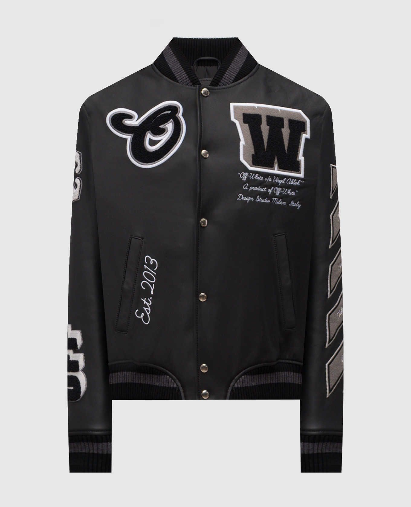 

Black leather bomber jacket with logo Off-White