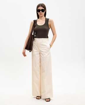 JOSEPH Alaou Khaki Ribbed Linen Top JF009769