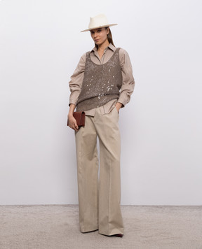Brunello Cucinelli Beige shirt with monil chain M0091MA636