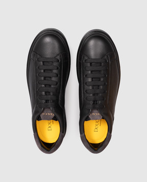 Doucal's Black leather sneakers with logo patch DU2852ALEXPF781