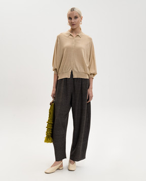BOBOUTIC Beige cashmere, silk and hemp cardigan 5007