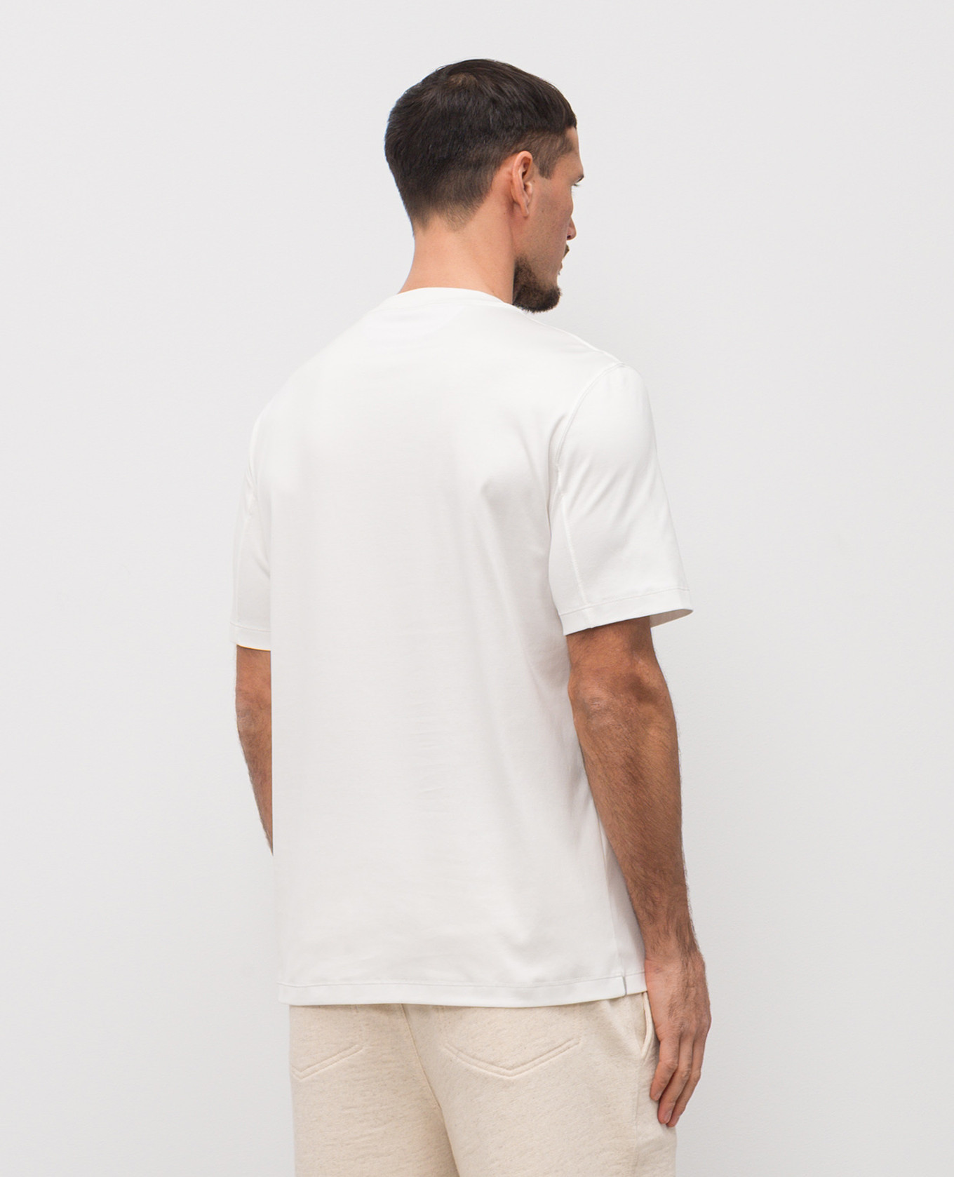 

White T-shirt with embroidered emblem Brunello Cucinelli