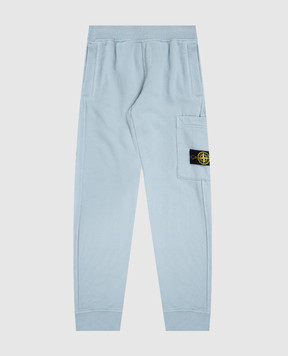 Stone Island Kids' blue joggers with logo K2S166200001S0A2024