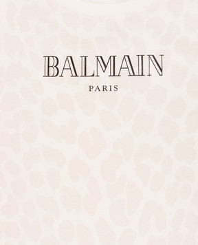 Balmain Children's beige printed T-shirt BY8C21Z3763