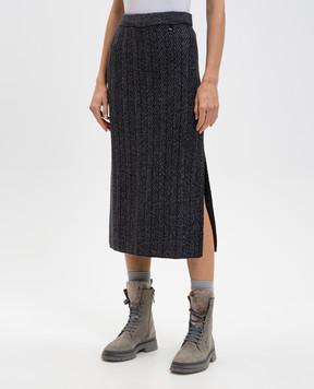 Herno Gray midi skirt with patterned wool GN000089D70309