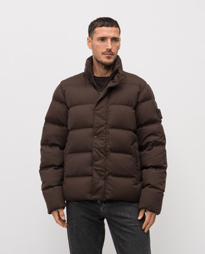 Stone Island Brown wool down jacket with logo K2S154100100S0F26