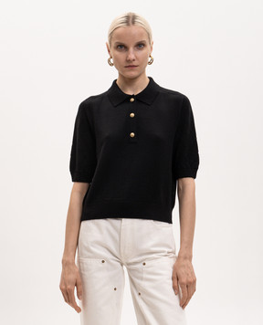Balmain Black wool polo shirt HF1GB040KJ99