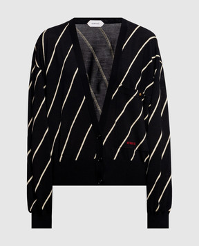 Versace Black striped wool cardigan 10253441A18351