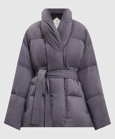 Doudoune grise avec ceinture
