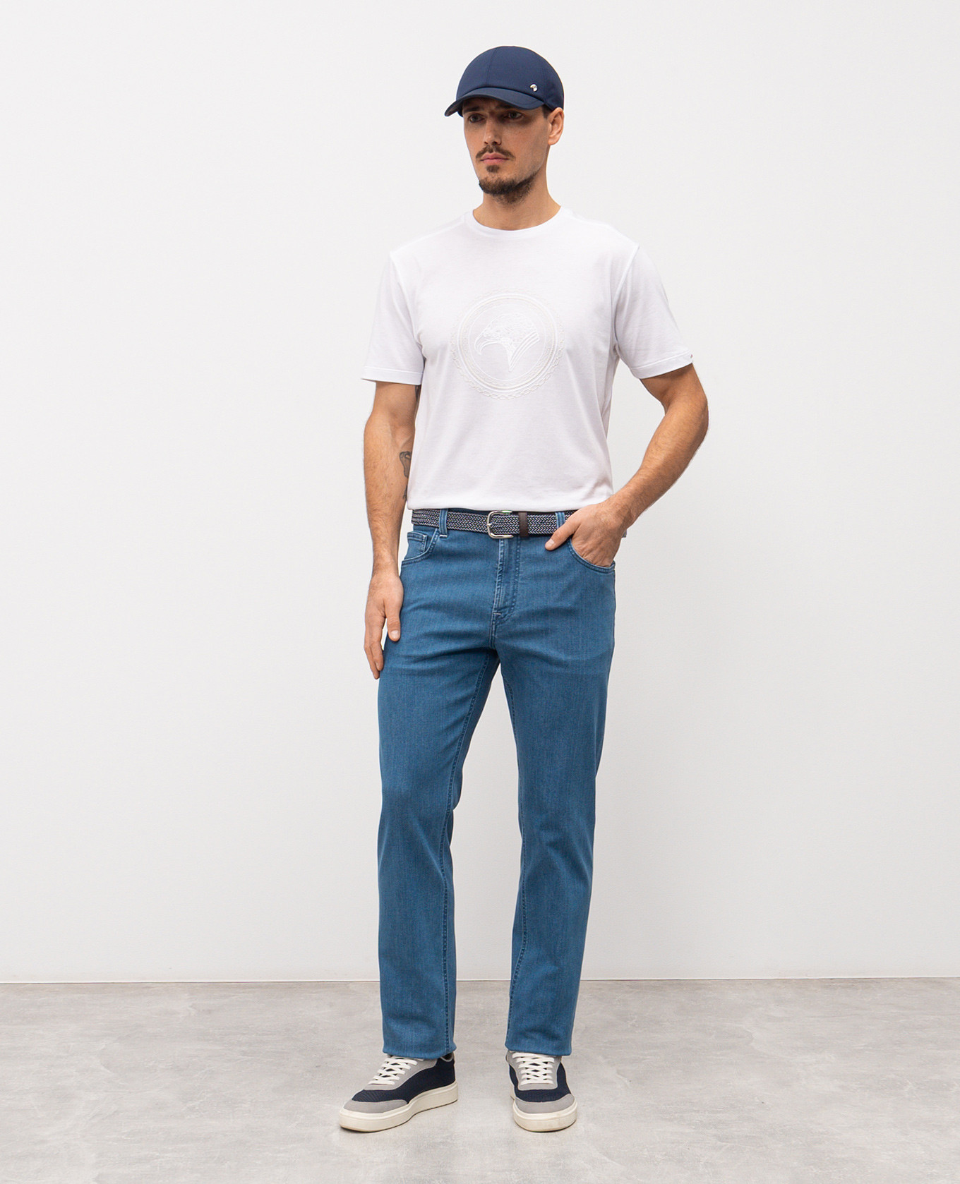 Blue jeans with monogram embroidery Stefano Ricci 2