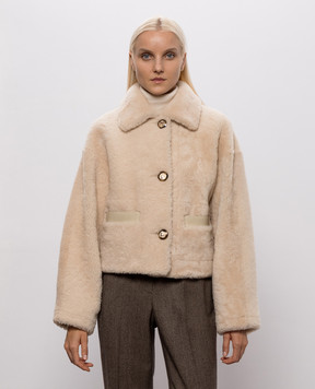 Babe Pay Pls Ivory cropped sheepskin coat 2527CURLY