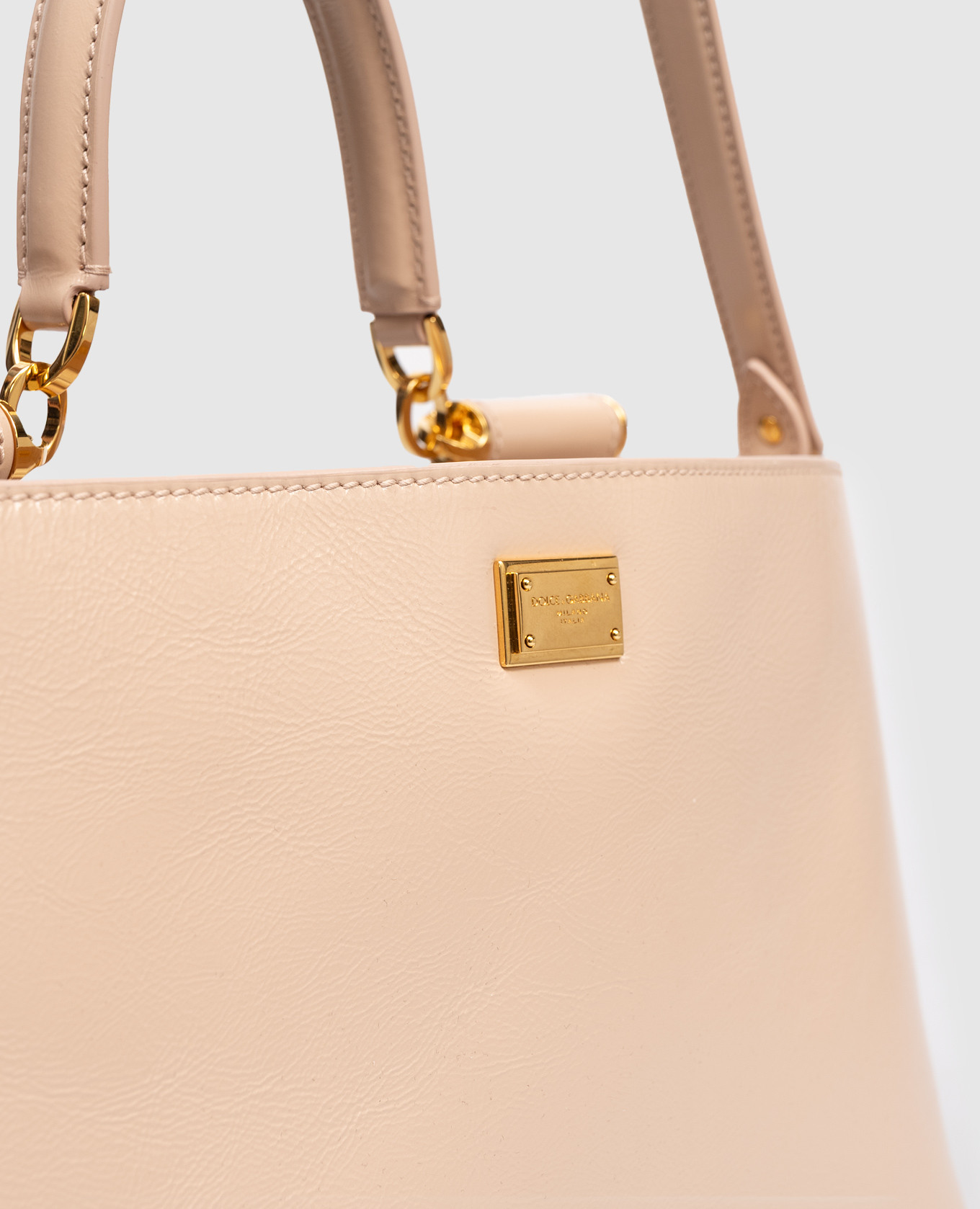Beige leather Vittoria bag with logo Dolce&Gabbana 4