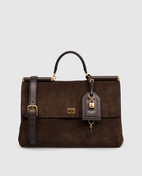 Dolce&Gabbana My Sicily brown suede satchel bag BB7814BO903