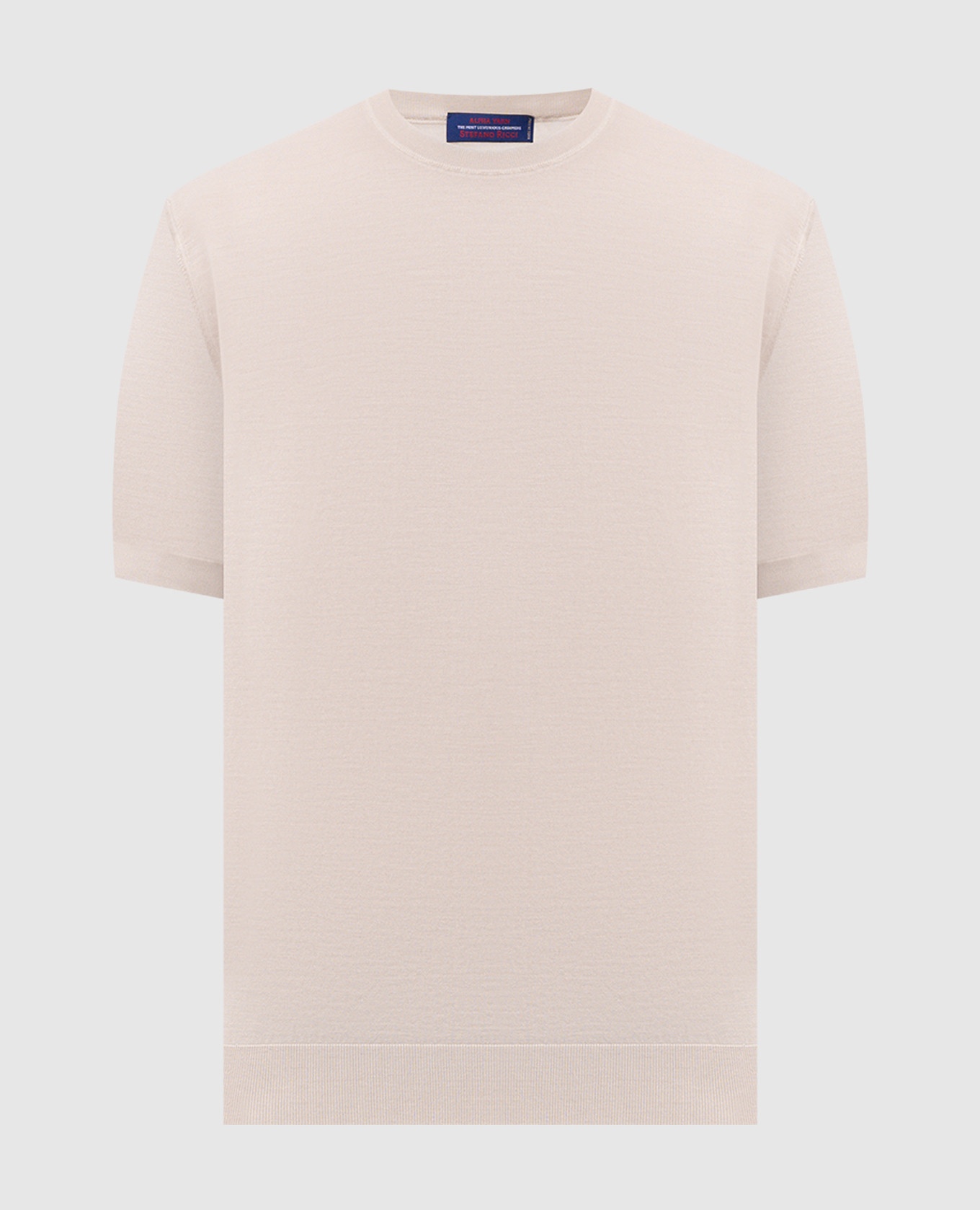 Beige wool, cashmere and silk T-shirt