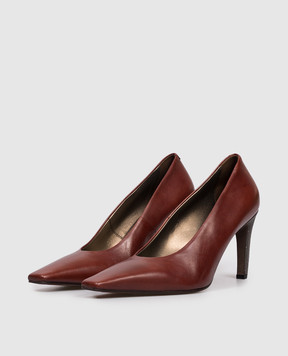 Brunello Cucinelli Brown leather shoes with a monil chain MZSLC3059