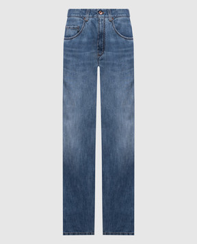 Brunello Cucinelli Blue jeans with logo patch MH192P5565