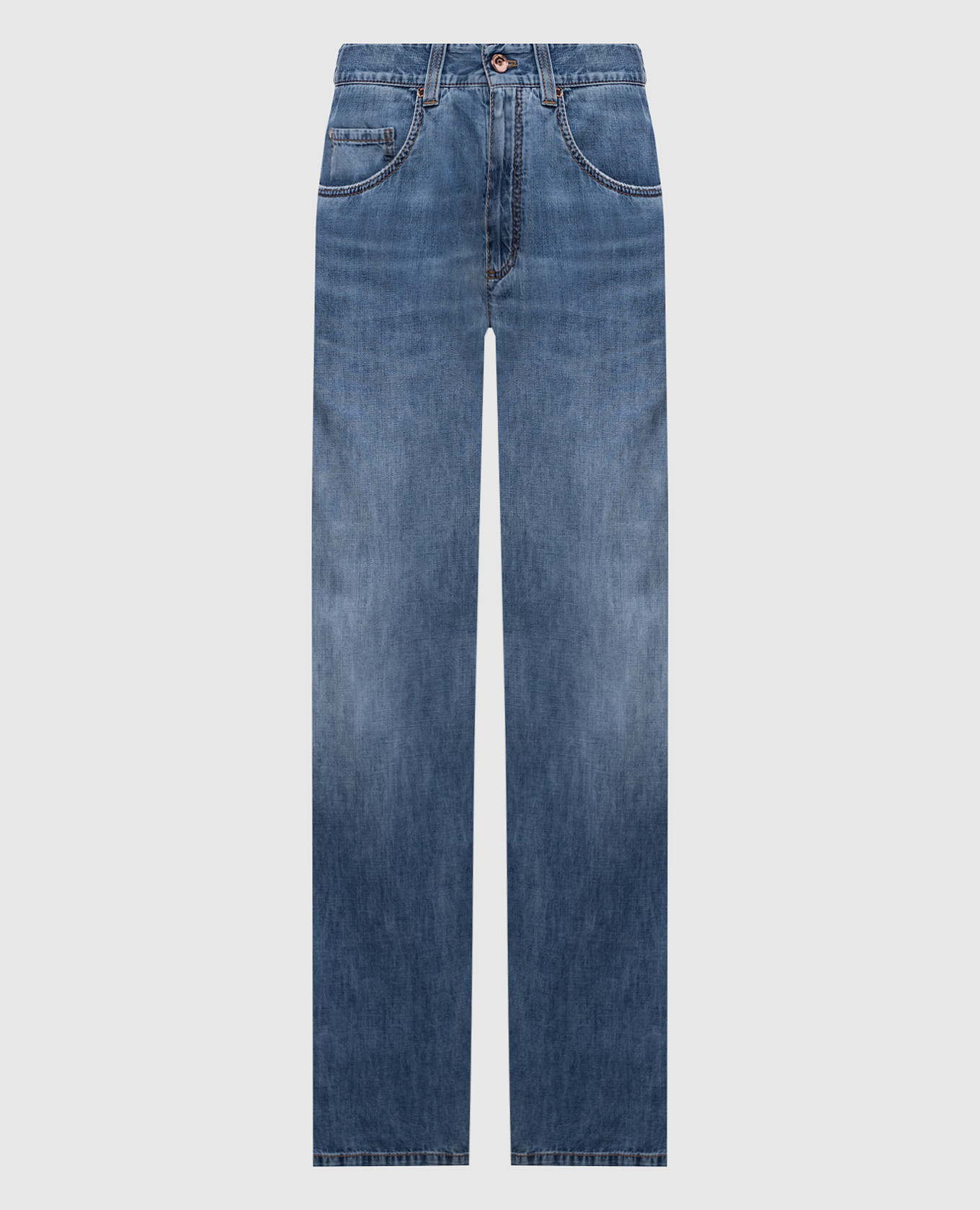 Blue jeans with logo patch