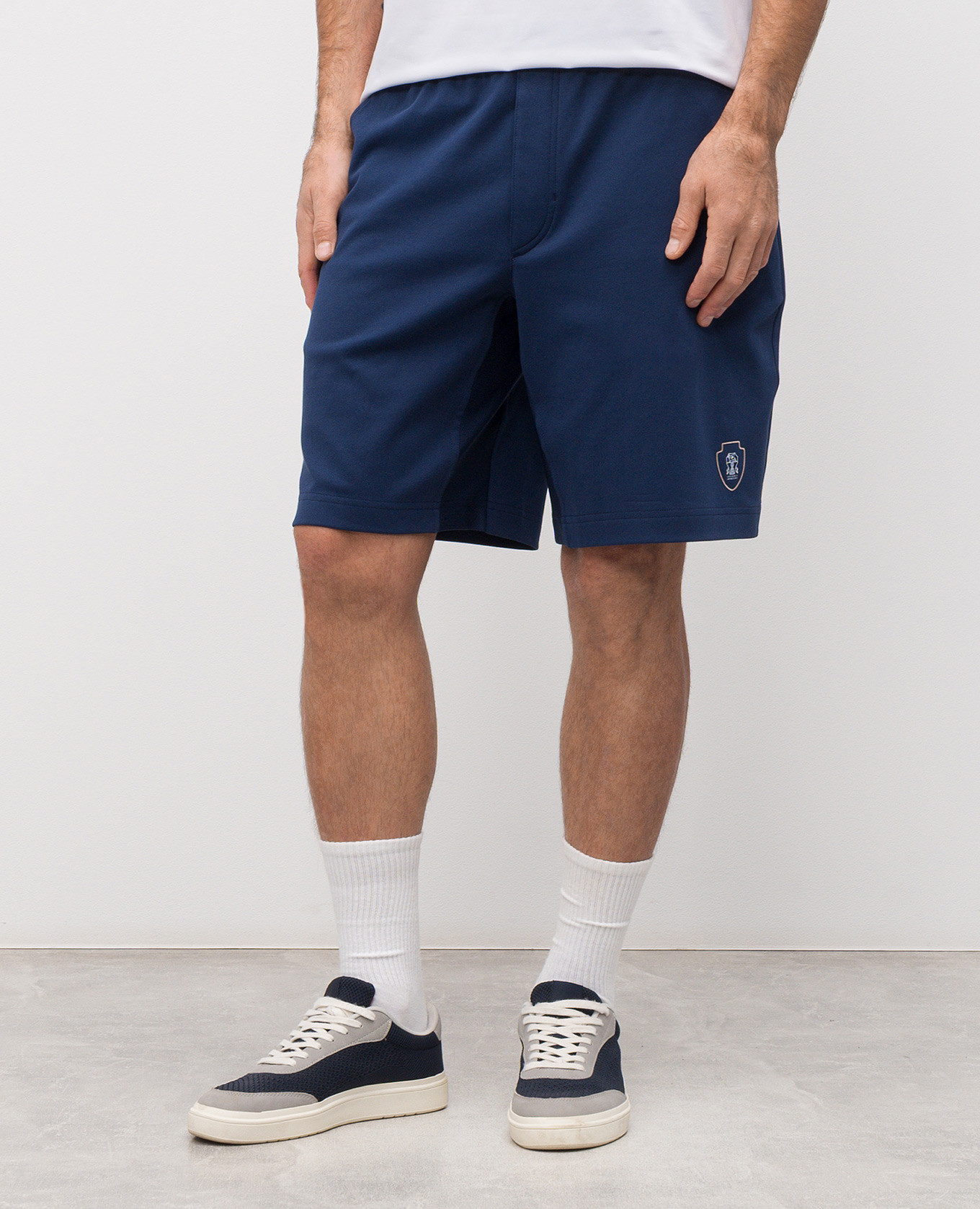 

Blue shorts with logo print Brunello Cucinelli
