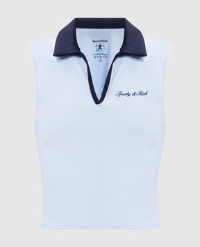Sporty & Rich Blue top with polo collar TO02475326BL143