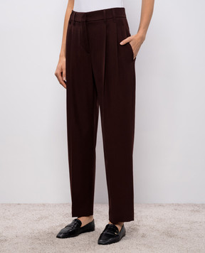 Brunello Cucinelli Burgundy wool pants with monil chain MA033P9045