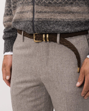 Brunello Cucinelli Brown suede braided belt MAURP253