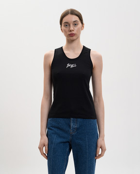 Balmain Black top with logo print GF1EB075BD40
