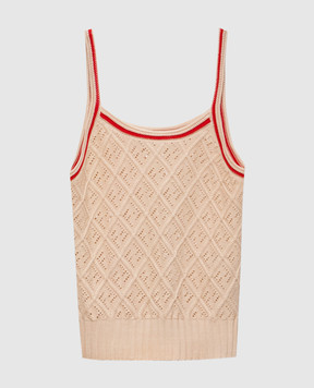 Fendi Beige T-shirt with textured geometric pattern FZXF01AWIM