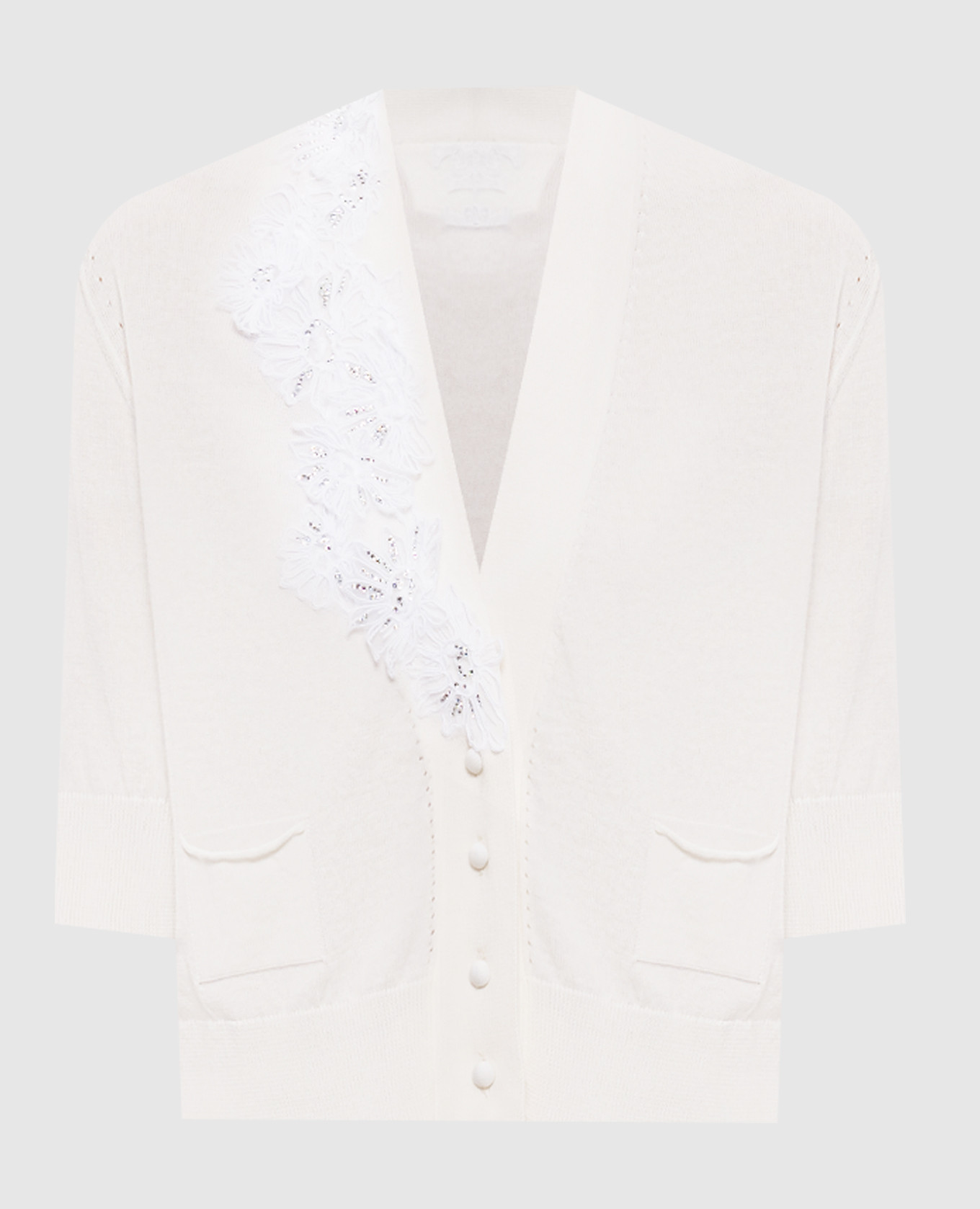 

White cardigan with applique Ermanno Scervino