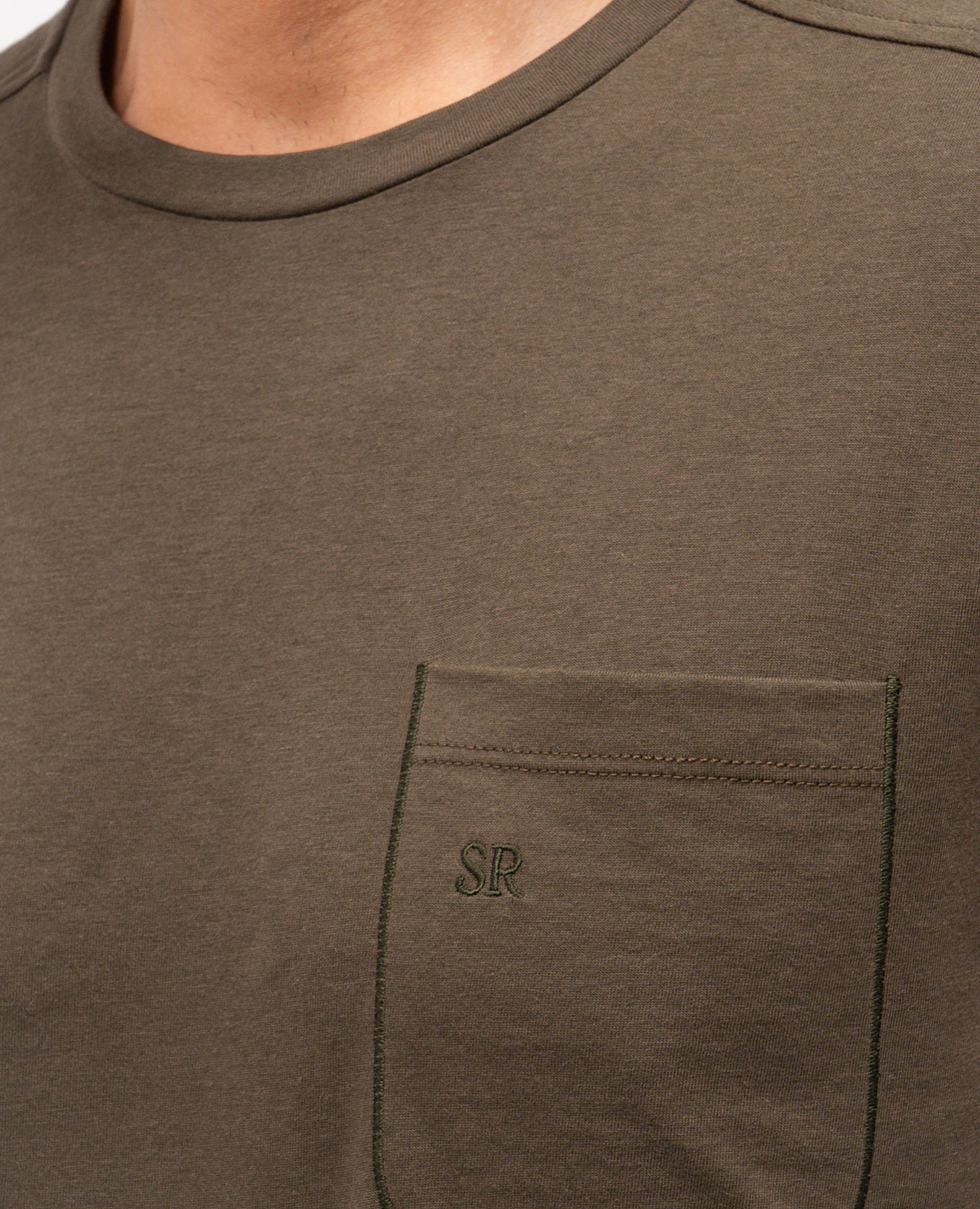 Khaki T-shirt with embroidered monogram logo Stefano Ricci 4