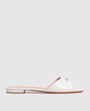 Santoni White leather flip-flops with monogram logo WHTY72111HD1NWLN