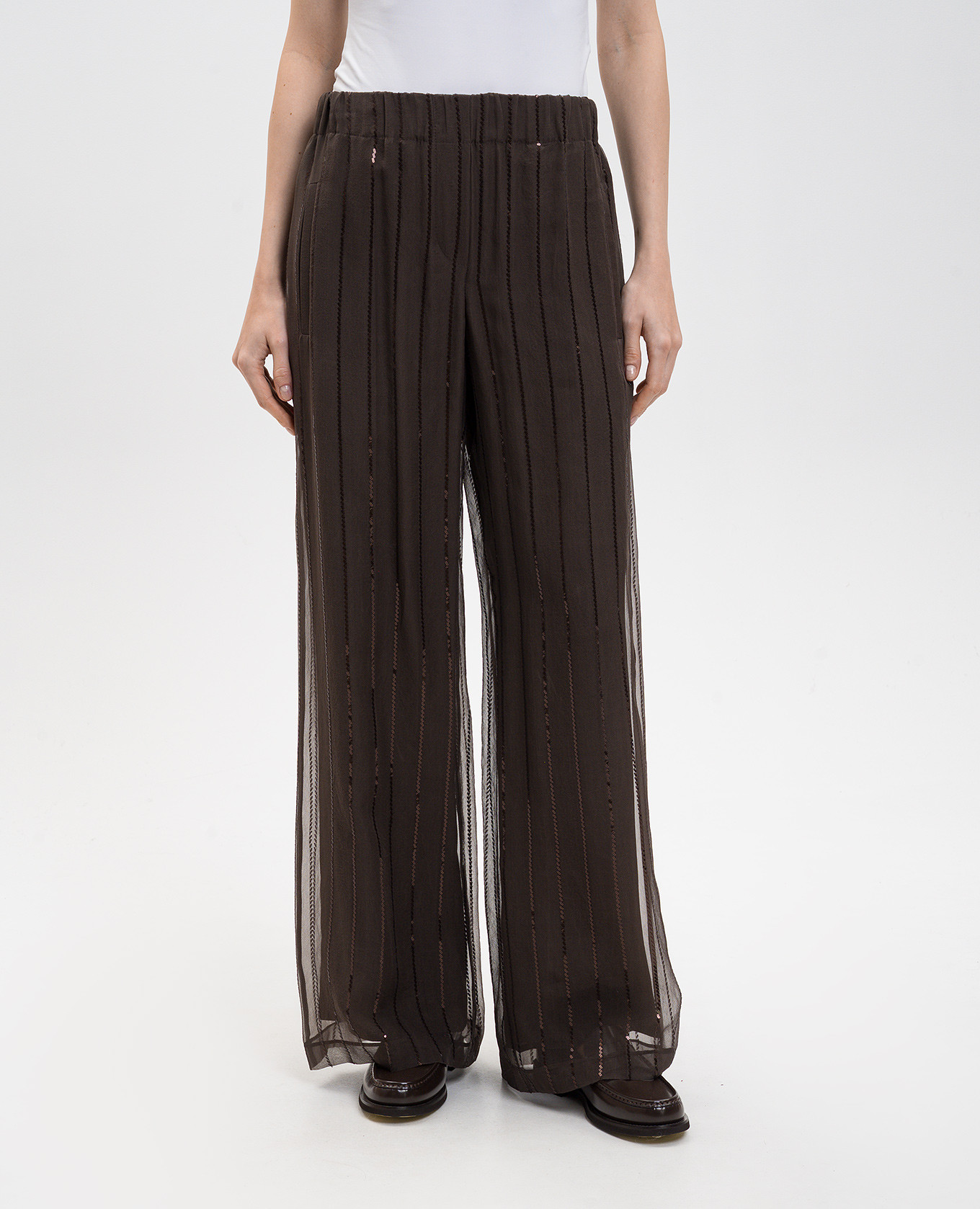 

Brown silk pants with sequins Brunello Cucinelli