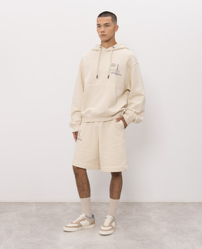Off-White Beige hoodie with Connect Dots print 44MBB12NF26F00J