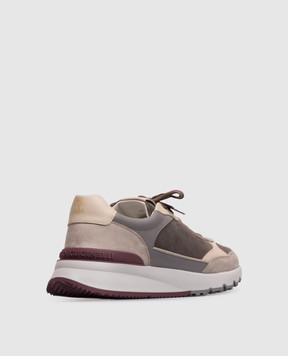 Brunello Cucinelli Grey combo sneakers with logo emblem MZUSNEO355