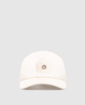 Stefano Ricci Ivory cashmere cap with embroidery MCV630012ECO60HC