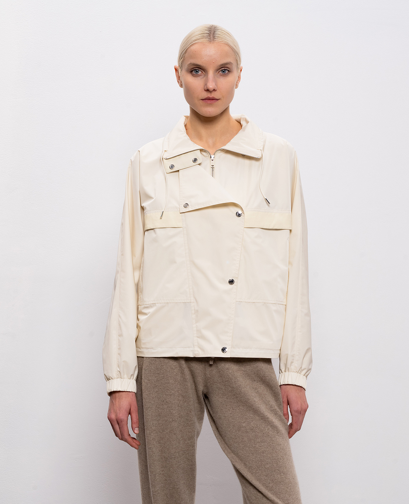 

Beige jacket with leather inserts Yves Salomon Army