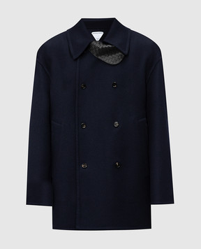 Bottega Veneta Blue double-breasted cashmere coat 866582V6E40