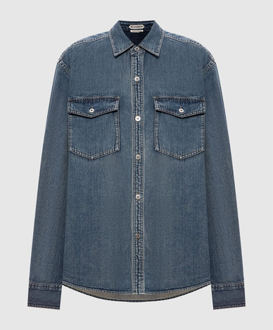 Blue denim shirt with patch