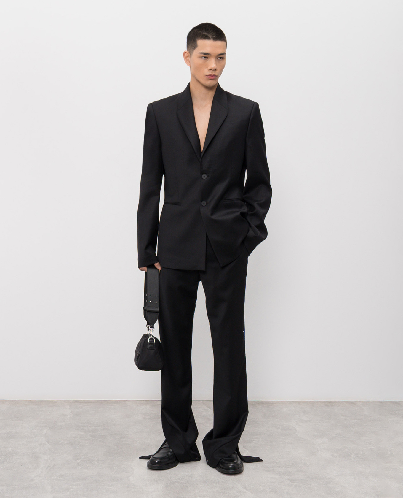 

Black wool Derby trousers Heliot Emil