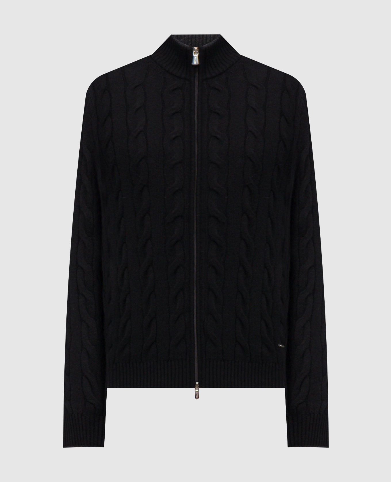 

Black cashmere cardigan with textured pattern Enrico Mandelli