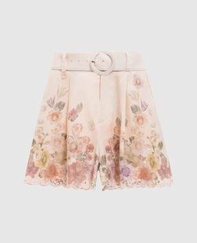 Twinset Beige printed linen shorts 261TT2572