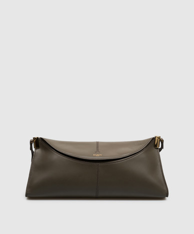 Brown leather trapezoid bag 64-83