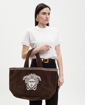 Versace Brown terry tote bag with Medusa pattern 10246191A17767