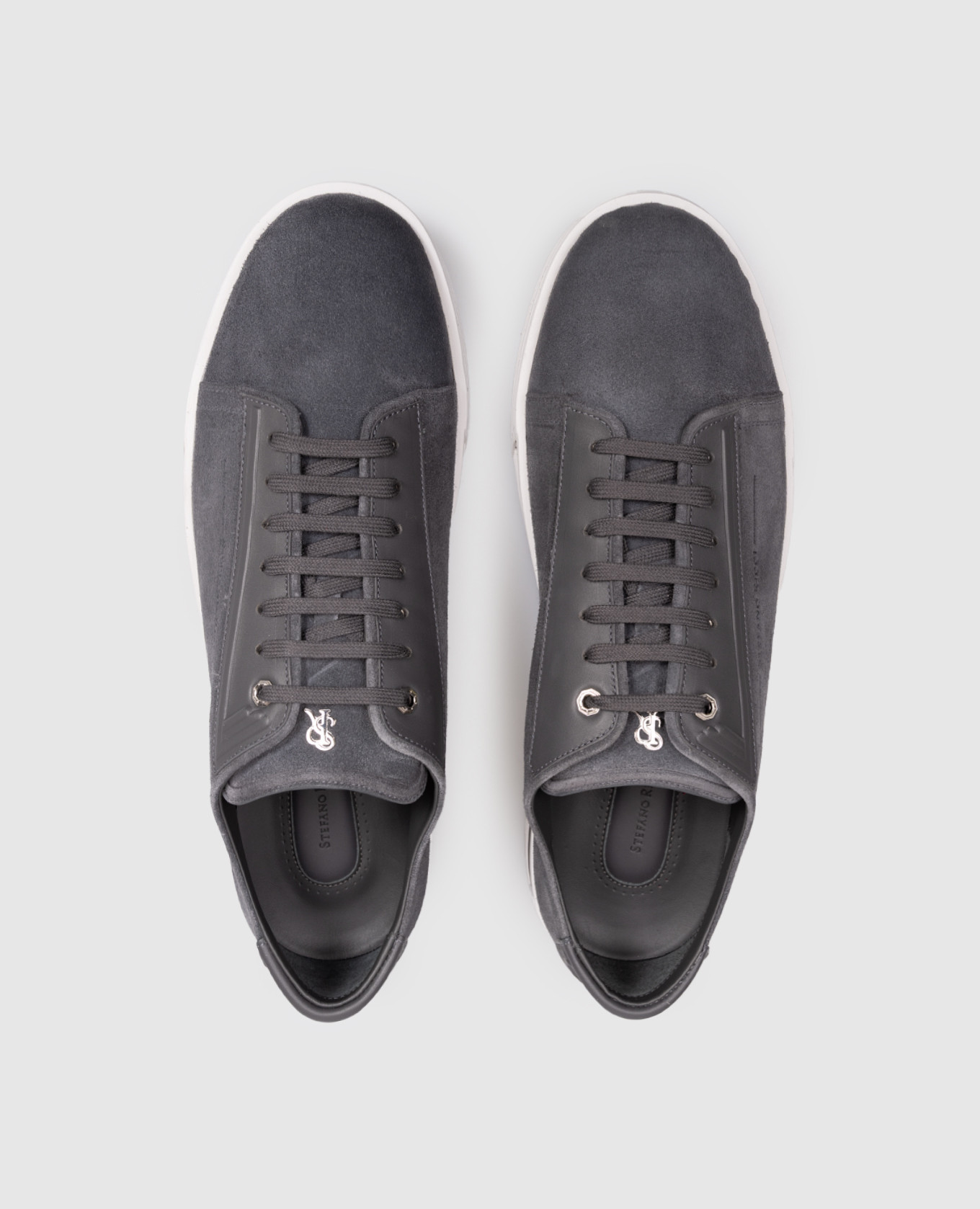 

Grey suede sneakers with monogram logo Stefano Ricci