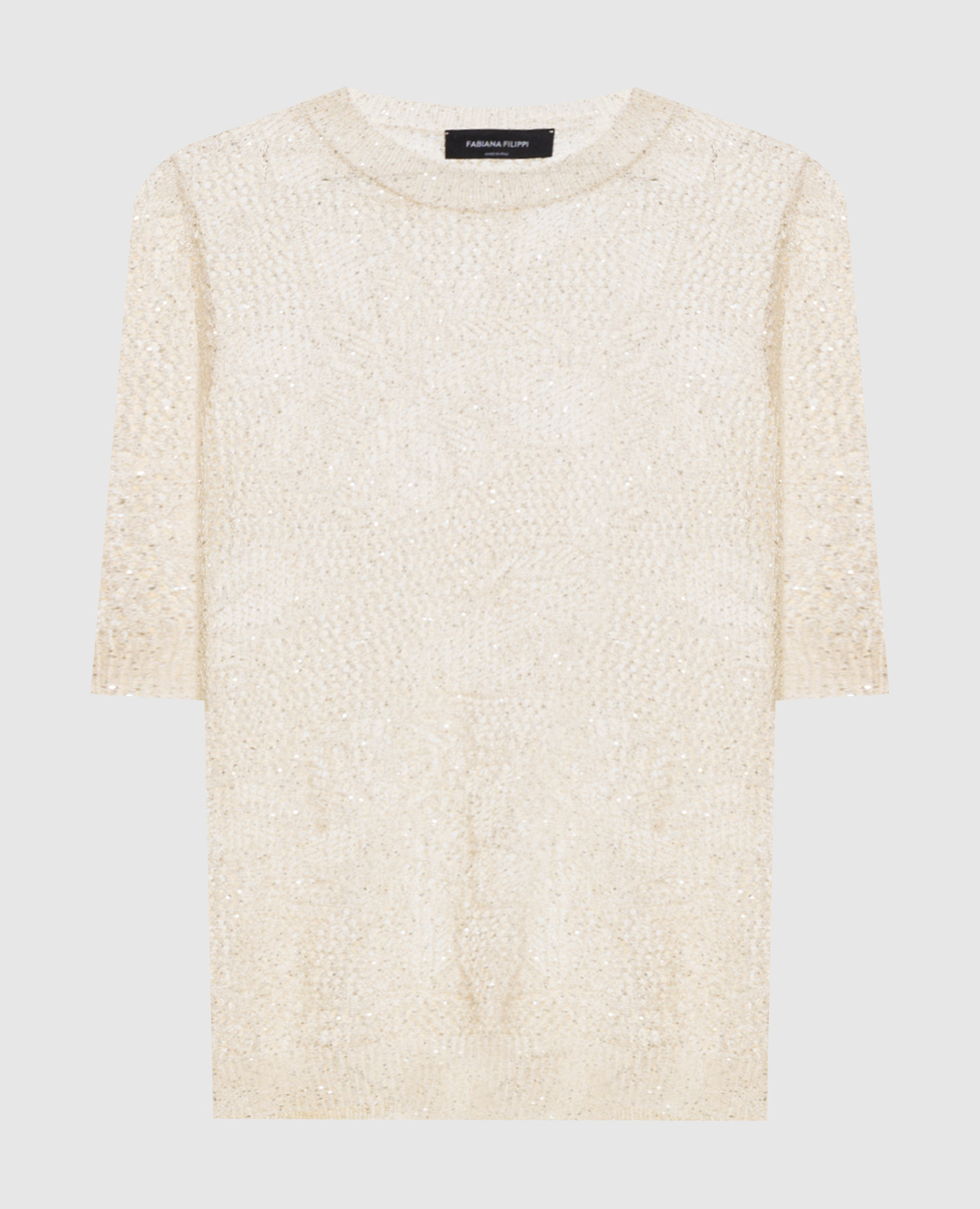 

Ivory openwork top with sequins Fabiana Filippi, Beige