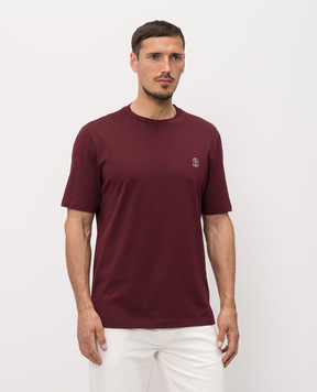 Brunello Cucinelli Burgundy T-shirt with emblem M0B138440